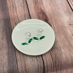 Silver dragonfly beaded earrings, handmade