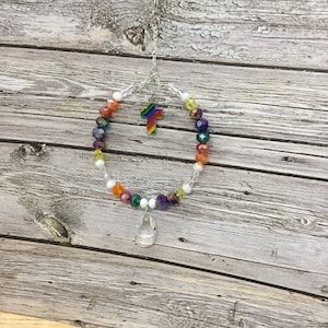 Atrapasueños con cruz de cuentas de cristal: decoración hecha a mano para el coche, regalo de comunión