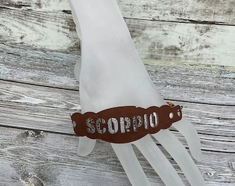 Scorpio leather and bead bracelet, handmade