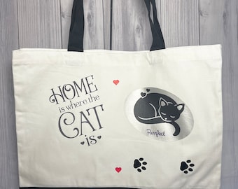Tote bag, personalized Black cat bag, shopping tote bag, gift bag, storage bag, reusable bag, craft bag, canvas tote bag