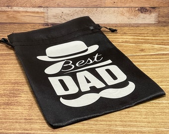Black drawstring Fathers Day gift bag personalized gift bag, customized bag