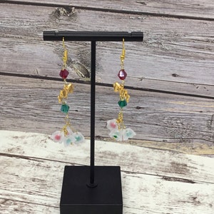 Handmade Christmas Flower Earrings: Beaded Crystal Cluster