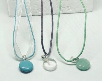 Polished Gemstone Pendant Necklace: Adjustable Cord, Simplistic Design