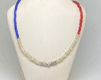 Patriotic star bead necklace handmade