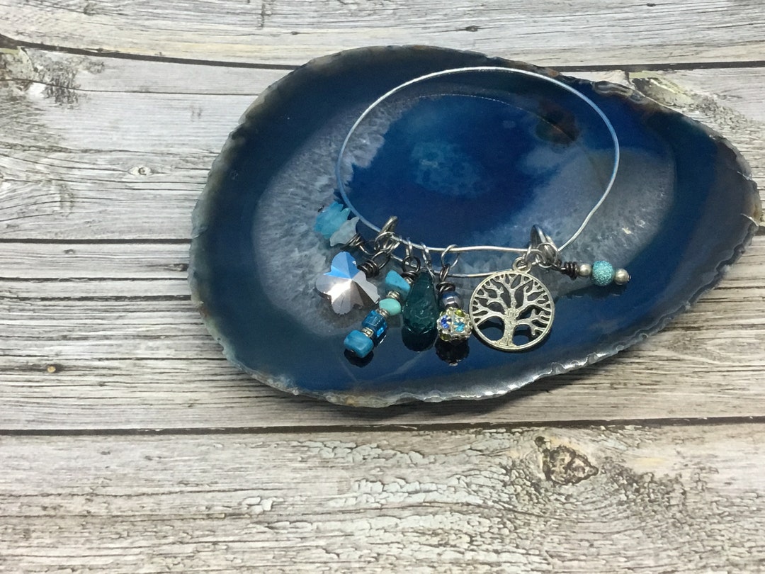 Turquoise Tree of Life Adjustable Beaded Charm Bracelet, Handmade - Etsy
