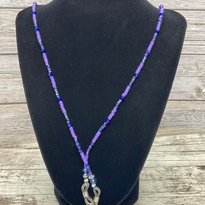 Purple lanyard, seed bead lanyard,  work lanyard, nurse lanyard, secretary gift, , teacher lanyard, accessory, eyeglass lanyard, handmade