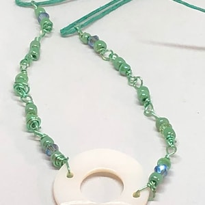 Handmade Mother of Pearl Pendant Necklace: Adjustable Hemp Cord