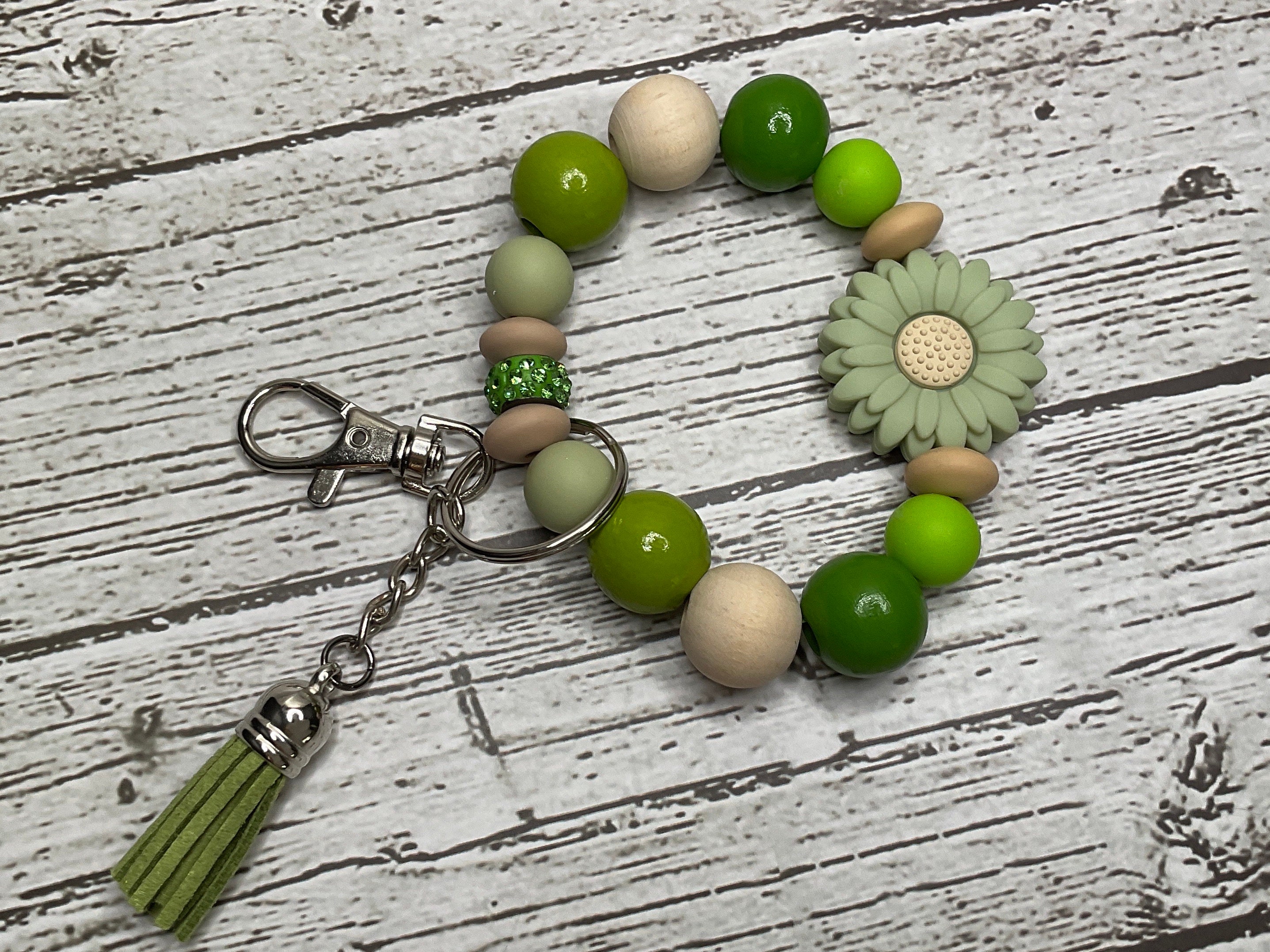 Portachiavi Bracciale In Nappa Con Perline Di Semi Multicolore, TruTreasure, Donna