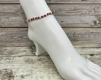 Patriotic anklet, crystal bead anklet,  beaded anklet, stretch anklet,handmade