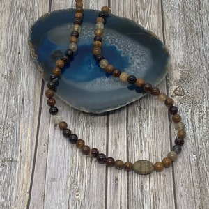 Handmade Jasper & Wood Beaded Necklace