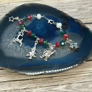 Santa Claus charms beaded bracelet, handmade