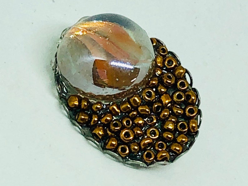 lapel pin hat pin Brown bronze pin handmade beaded pin scarf cabochon