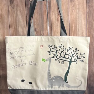 Tote bag, personalized bag, diaper bag, toy bag, canvas bag, Dinosaur bag, gift bag, school bag