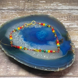 Handmade Multi Color Seed Bead Bracelet with Crystals