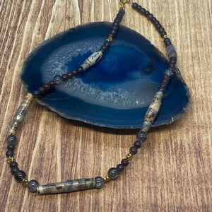 Grey necklace, gemstone necklace, paper bead necklace, unique necklace, necklace for her, gray necklace, paper beads, gemstones, handmade
