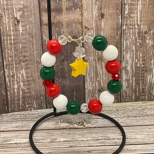 Handmade Beaded Star Christmas Ornament: Holiday Tree Decoration