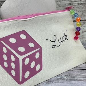 Dice Canvas Bag: Casino Pencil Pouch, Cosmetic Makeup Bag
