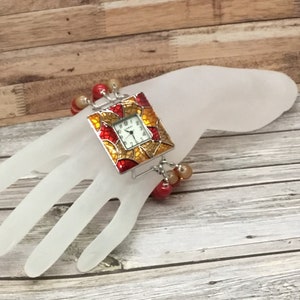 Reloj de pulsera con cuentas de jade rojo, reloj multicapa, reloj de mujer, reloj de trabajo, pulsera con cuentas, hecho a mano