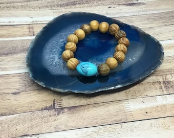 Turquoise gemstone bead stretch bracelet, handmade