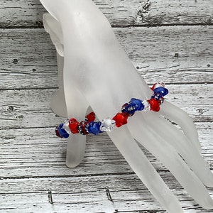 Patriotic bracelet,  star bracelet, beaded bracelet, stretch bracelet, handmade