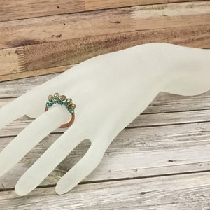 Copper ring, wire wrapped ring, bead ring, handmade