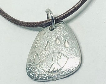Bear Claw Silver Charm Necklace: Adjustable Leather Cord