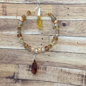 Gold teardrop crystal beaded handmade round sun catcher, home decor, birthday gift