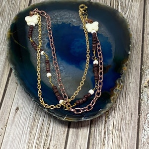 Butterfly Beaded Multi-Layered Anklet