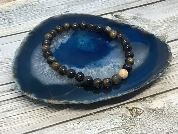 Bracciale Con Perline In Pietra Occhio Di Tigre - Bracciale - Foto 3