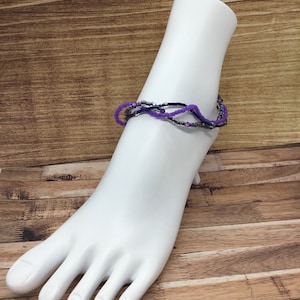 Handmade Purple Seed Bead Multi-Layer Anklet