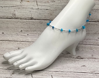 Tobillera de turquesa y cuentas de corneta: joyería de playa hecha a mano