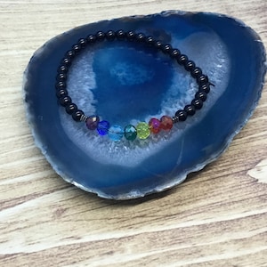 Handmade Chakra Bracelet: Rainbow Crystal Beaded Stretch Bracelet
