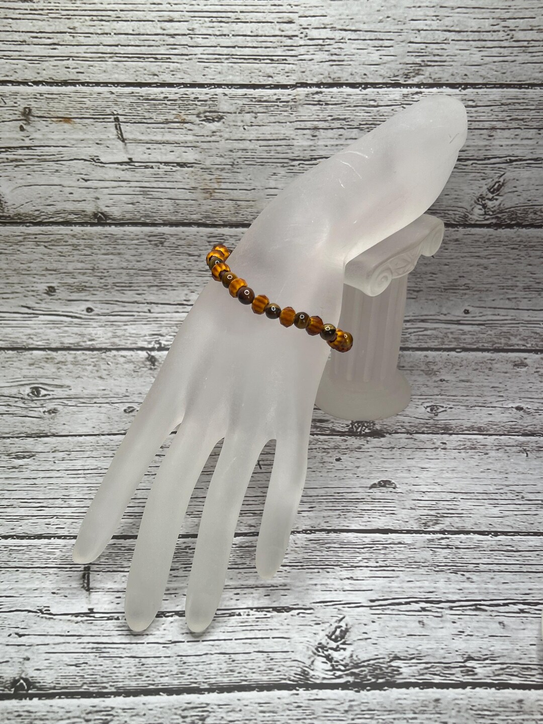 Tigers Eye Beaded Stretch Bracelet, Gemstone Bracelet, Brown Bracelet