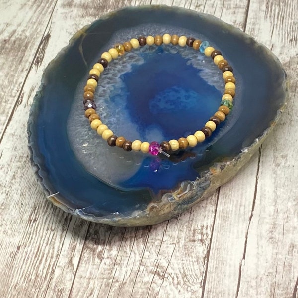 Handmade Glass Bead Stretch Anklet - Bronze Collection - Unique & Ready To Wear