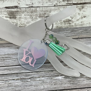 Herz Charme Perlen Quaste Schlüsselanhänger, handgefertigte Geldbörse Charme, Einkaufstasche Charme, Geburtstagsgeschenk, Geschenk für besonderen Anlass, Valentinstag Geschenk