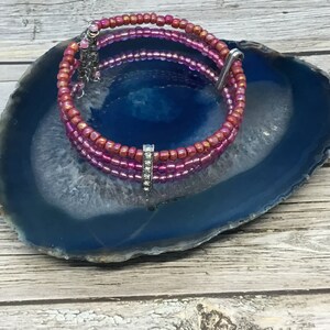 Rosa Perlen mischen Multi-Schicht-Memory-coil-Wickel-Stil handgemachte Armband