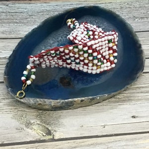 Handmade Christmas Beaded Bracelet: Woven Holiday Jewelry