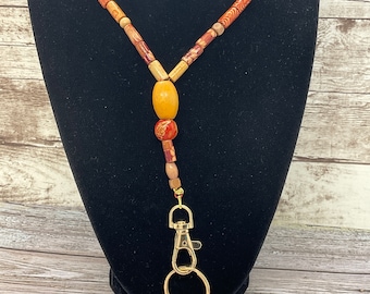 Handmade Wood Bead Lanyard: Eyeglass & ID Holder