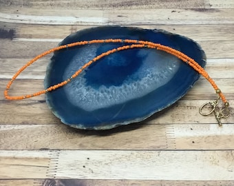 Handmade Orange Seed Bead Choker Necklace