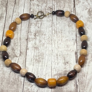 Handmade Chunky Walnut Beaded Necklace