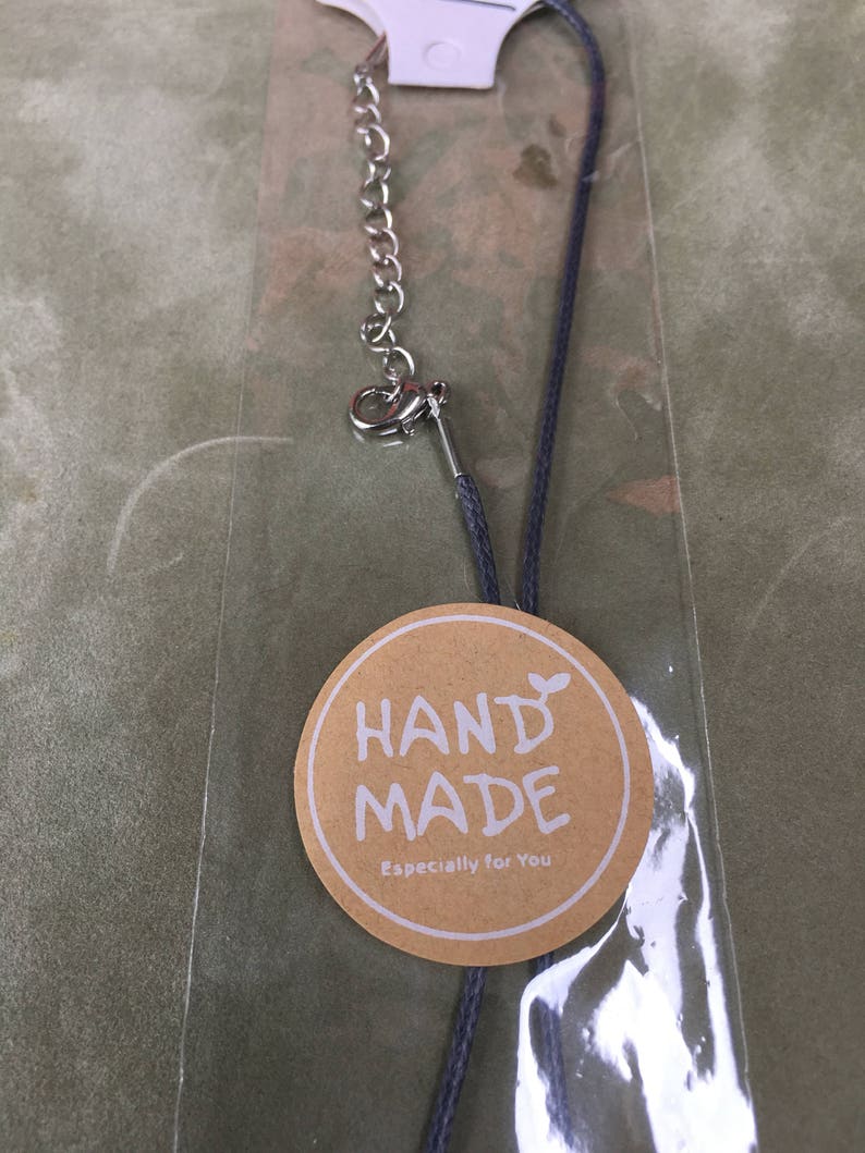 handmade Black dog paw charm Beaded cord Necklace
