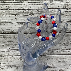 Patriotic bracelet,  star bracelet, beaded bracelet, stretch bracelet, handmade