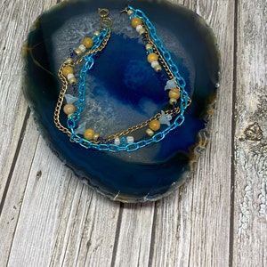 Turquoise anklet,  jasper gemstone anklet, flower anklet,  multi layered anklet, beaded anklet,handmade