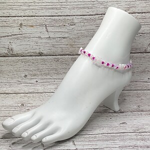 Handmade Purple Beaded Anklet: Millefiori Floral Stretch Anklet
