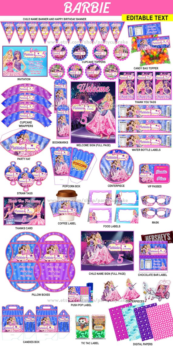 Barbie Decorations Full Printable Package INSTANT DOWNLOAD | Etsy