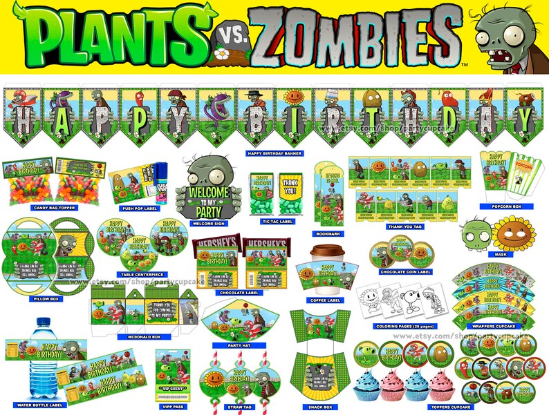 80 Off Sale Plants Vs Zombies Decorations Full Printable Etsy