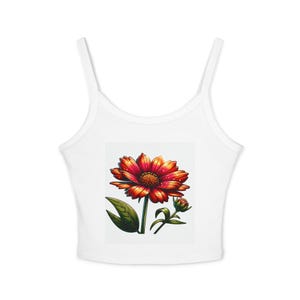 Floral Tank Top, Women&#39;s Sleeveless Shirt, Summer Flower Cami, Pretty Floral Print Vest, Elegant Spaghetti Strap Blouse, Boho Chic