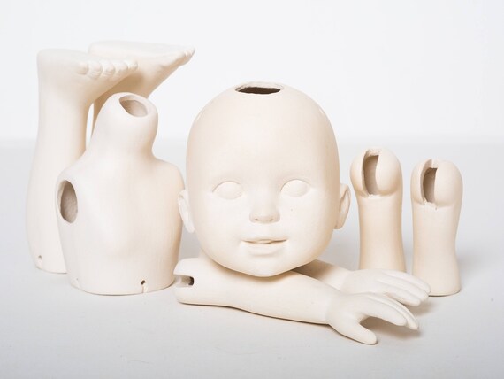 SET CERAMIC FAIENCE Porcelain Antique Vintage doll parts create doll