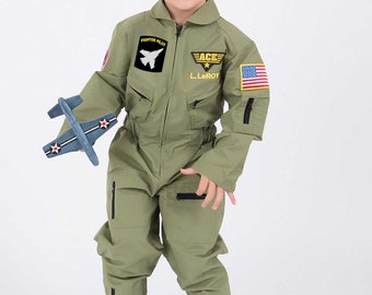 Personalized Kid's Fighter Pilot Costume: Exclusive Design, Includes ACE Hat. Kids Halloween Costumes