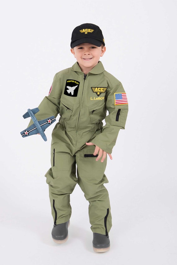 Kid's Fighter Pilot Maverick Costume. Our Exclusive Design PERSONALIZED,  High-quality Top Gun Costume. Sizing in Item Description. 